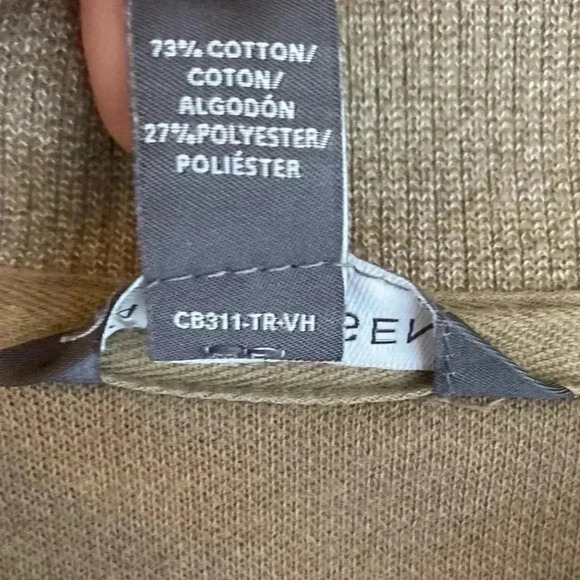 Van Heusen Cotton Pullover Quarter Zip Sweatshirt Men’s Tan Light Brown Shirt - Picture 4 of 7